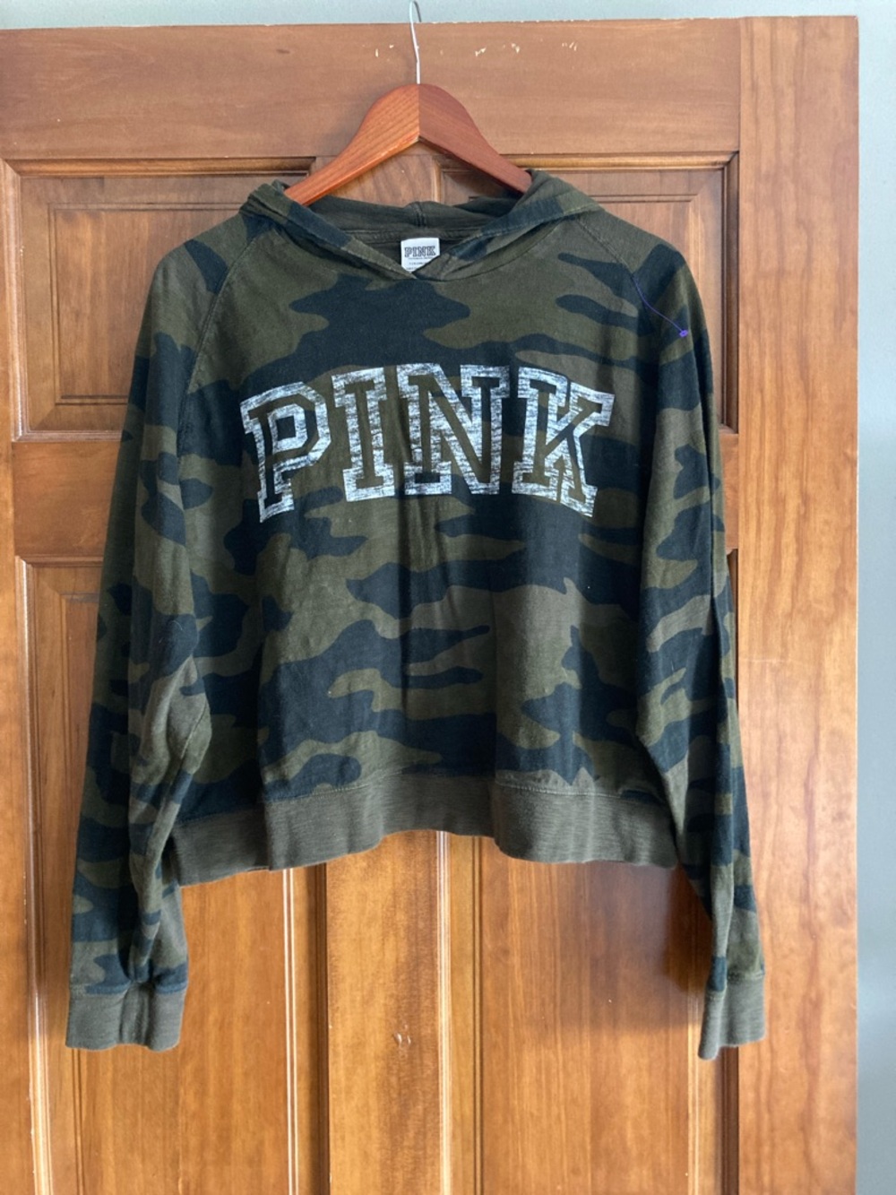 PINK Victoria's Secret Olive Camo Top with Branded Tag